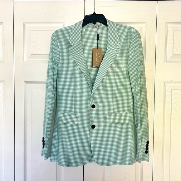 Burberry Serpentine Slim Fit Gingham Cotton Tailored Blazer NWT - Picture 5 of 13